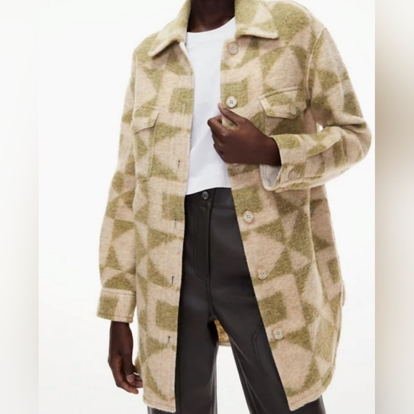 Aritzia Wilfred Ganna Earth Geo Birch Sage Shirt Jacket - Picture 2 of 8